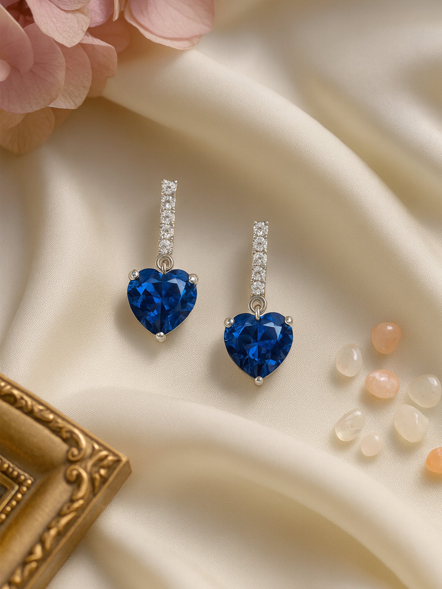 Silver Plated Heart AD Drop Earrings for Women