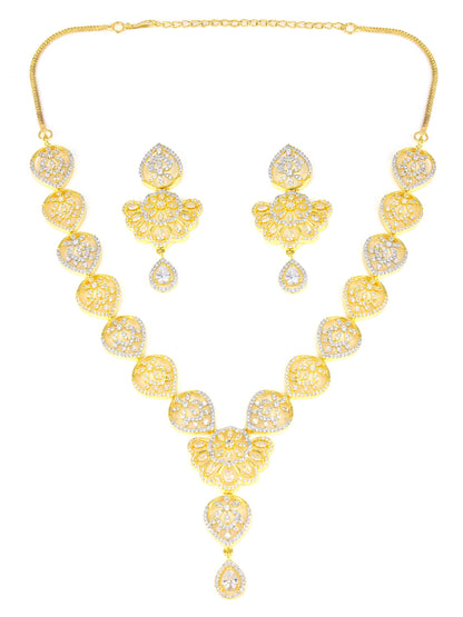 Gold Plated Floral AD Designer Jewellery Set
