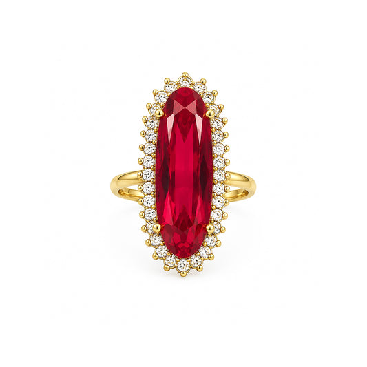 Gold Plated Red AD Finger Ring for Women