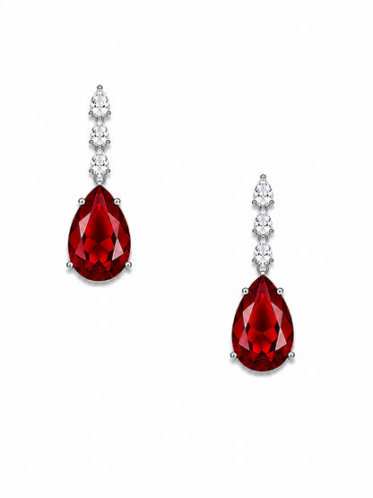Silver Plated Red Teardrop AD Jewellery Set for Women