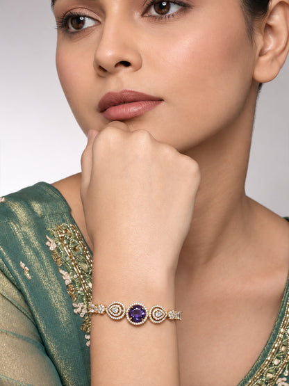 Antique Gold Plated Purple AD Bracelet for Women