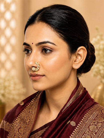 Gold Plated AD Floral Nosering for Women