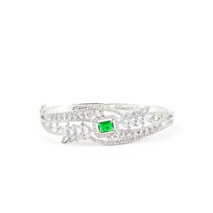 Silver Plated Green AD Bangle Bracelet for Women
