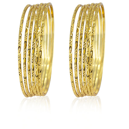 Set of 12 Anti-Tarnish 1 Gram Gold Plated Minimal Bangle Set