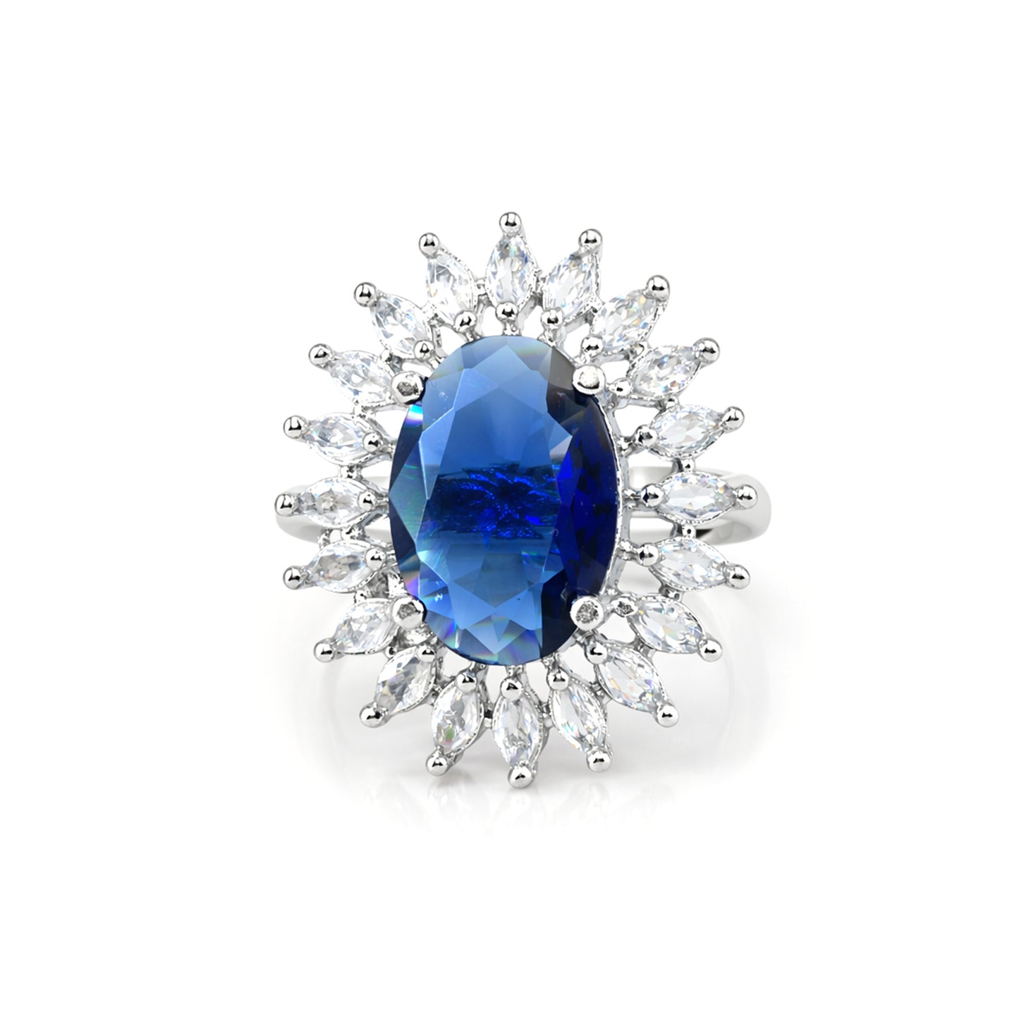Silver Plated Blue AD Finger Ring for Women