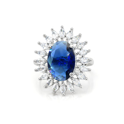 Silver Plated Blue AD Finger Ring for Women