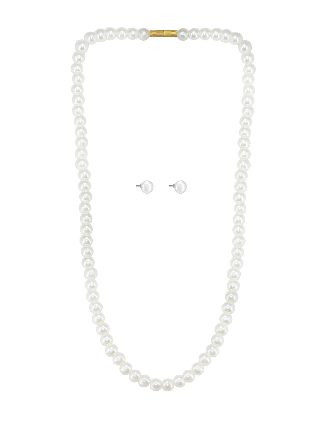 Pearl Beaded Moti Mala Necklace With Earrings