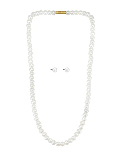 Pearl Beaded Moti Mala Necklace With Earrings