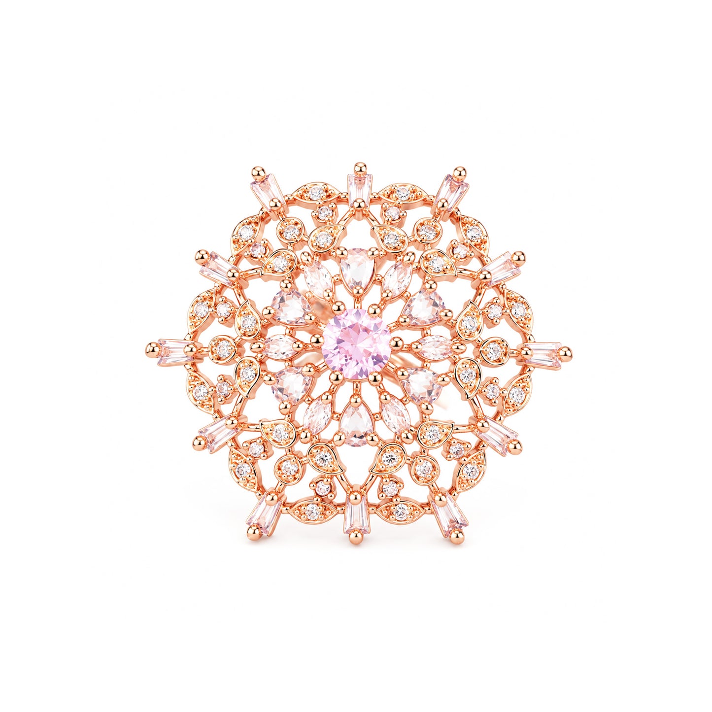 Rose Gold Plated Pink AD Ring for Women
