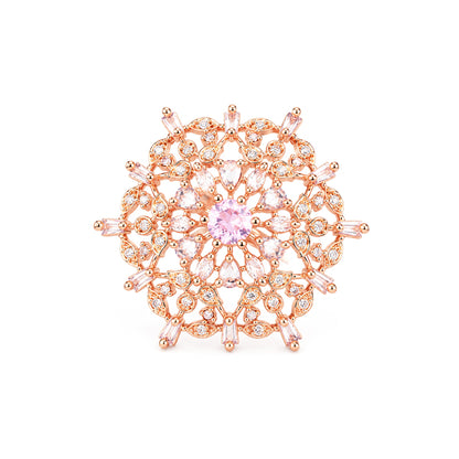 Rose Gold Plated Pink AD Ring for Women