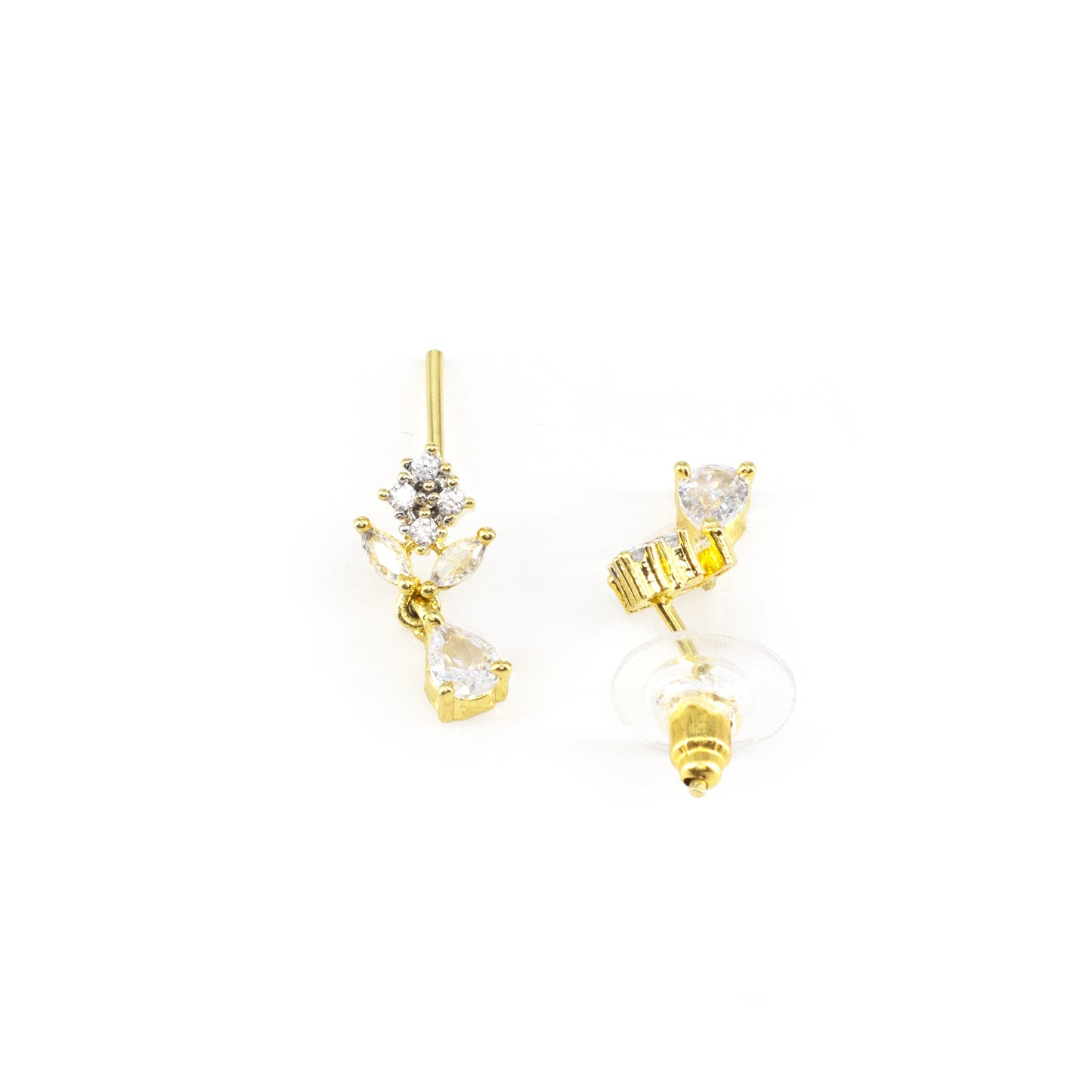 Gold Plated AD Minimal Drop Earrings for Women