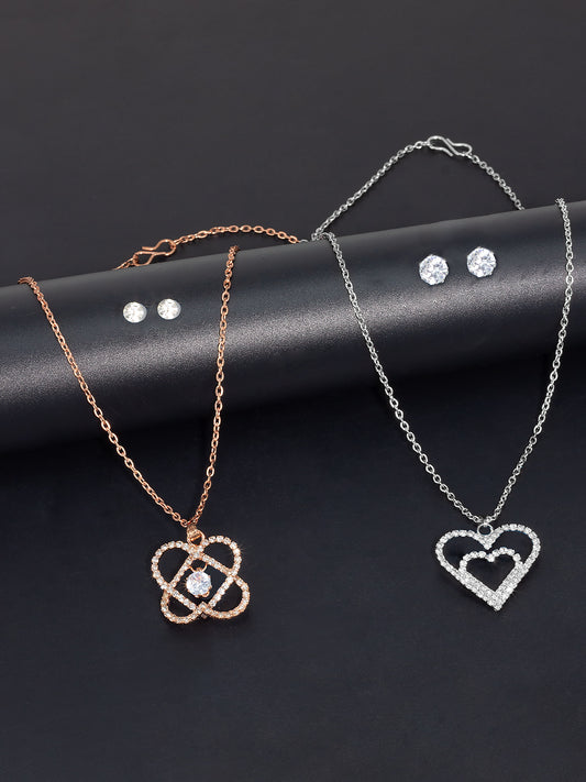 Pack of 2 Trendy Pendant & Earrings Set Gift