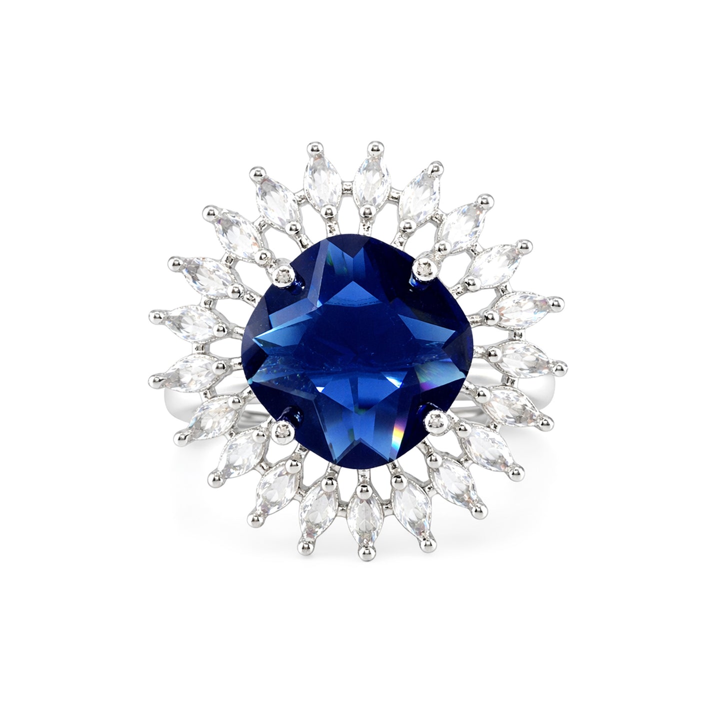 Silver Plated Blue AD Finger Ring for Women
