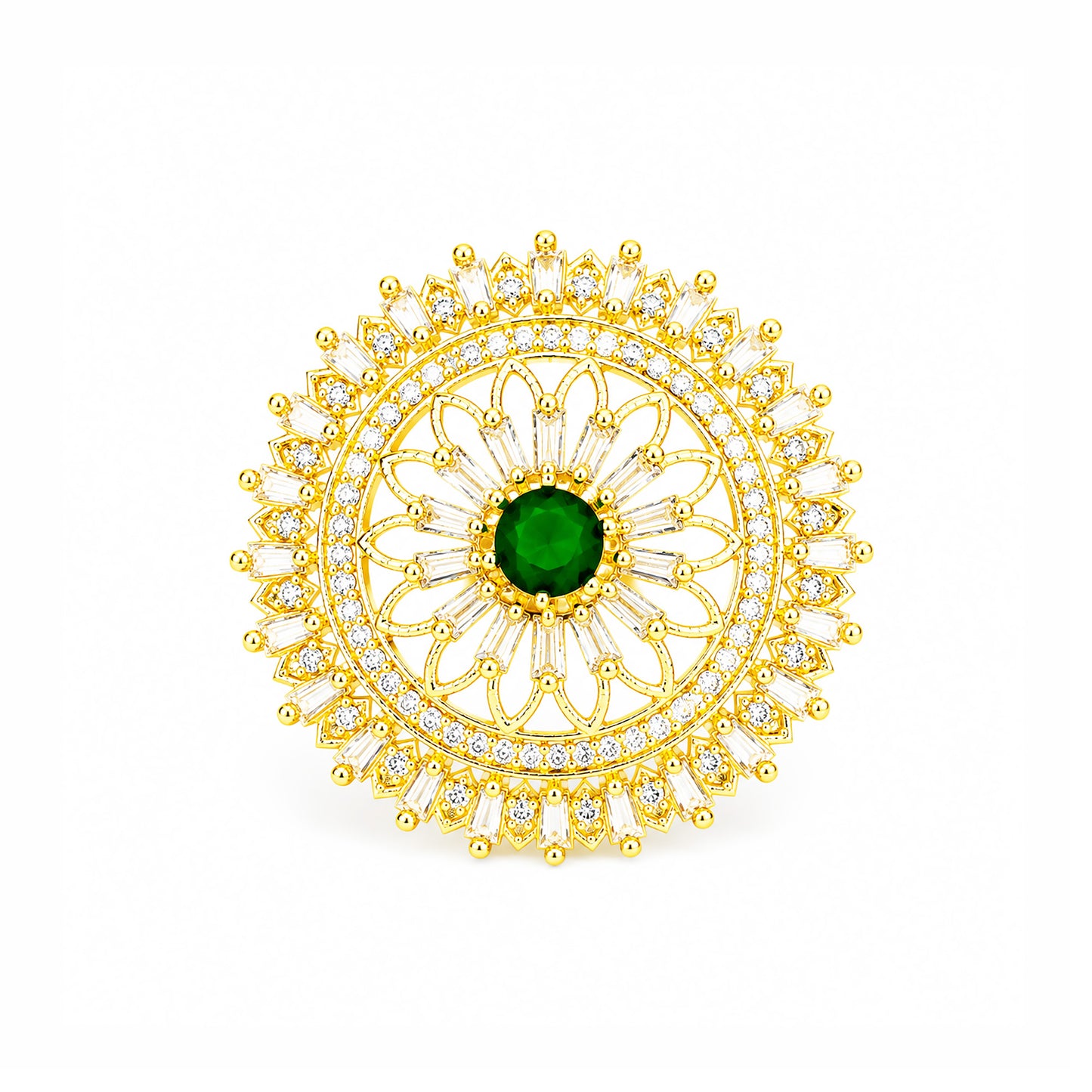 Gold Plated Green AD Finger Ring for Women