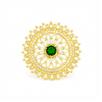 Gold Plated Green AD Finger Ring for Women