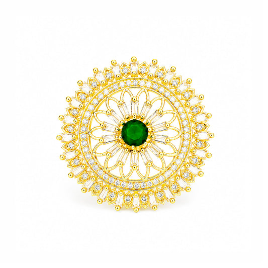 Gold Plated Green AD Finger Ring for Women