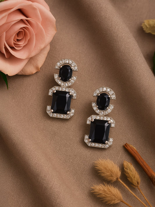 Silver Plated AD Drop Earrings for Women