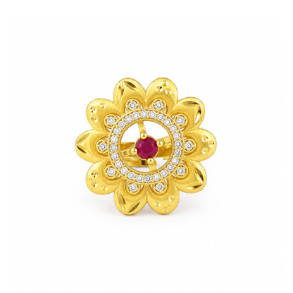 Gold Plated Anti Tarnish Red AD Finger Ring for Women