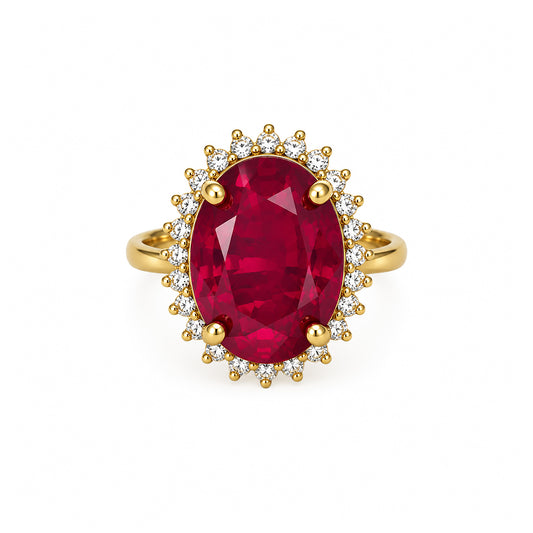 Antique Gold Plated Red AD Finger Ring for Women