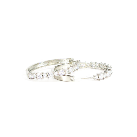Silver Plated AD Hoop Earrings for Women