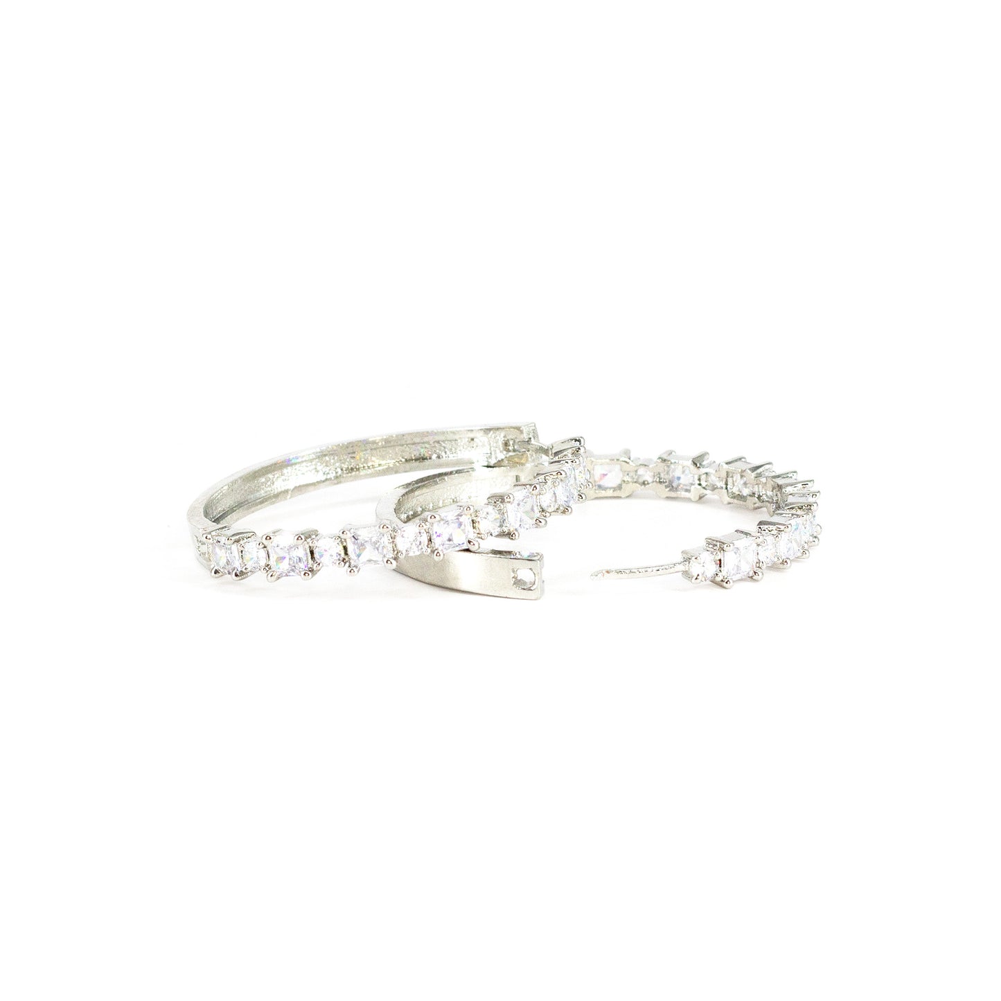 Silver Plated AD Hoop Earrings for Women