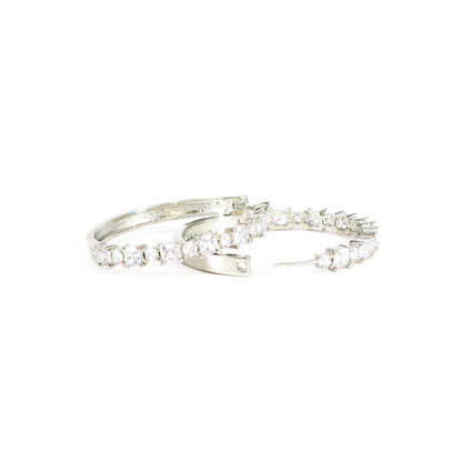 Silver Plated AD Hoop Earrings for Women