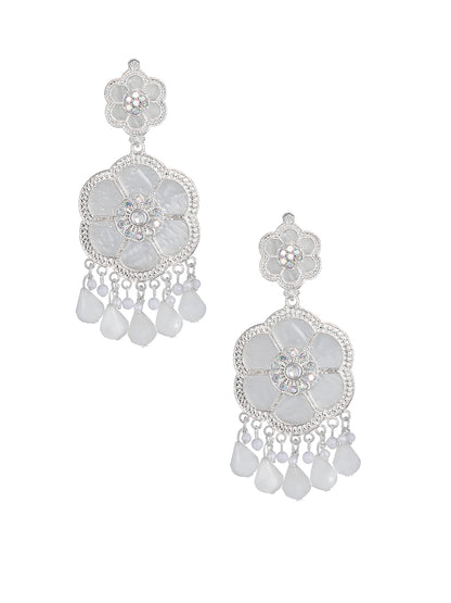 Floral Marble Finish Drop Earrings
