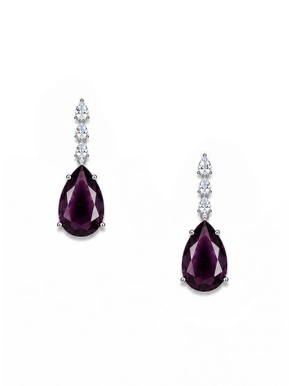 Silver Plated Purple Teardrop AD Jewellery Set for Women