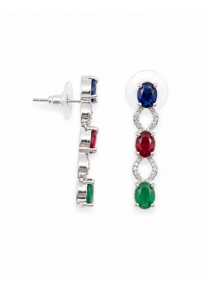 Silver Plated Multi Colour AD Choker Set for Women