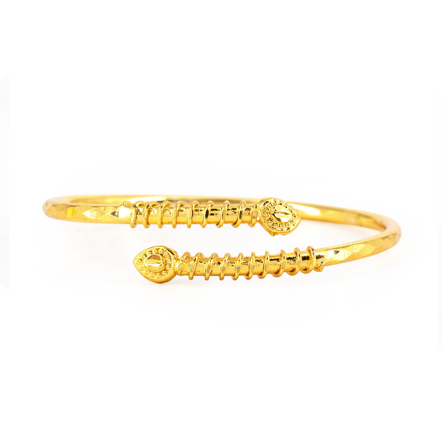 Gold Plated Leaf Adjustable Temple Bangle Bracelet for Women