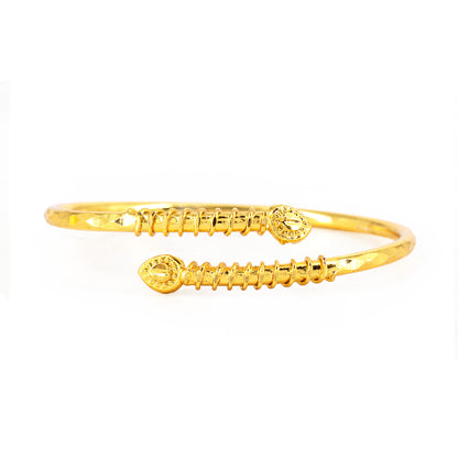 Gold Plated Leaf Adjustable Temple Bangle Bracelet for Women