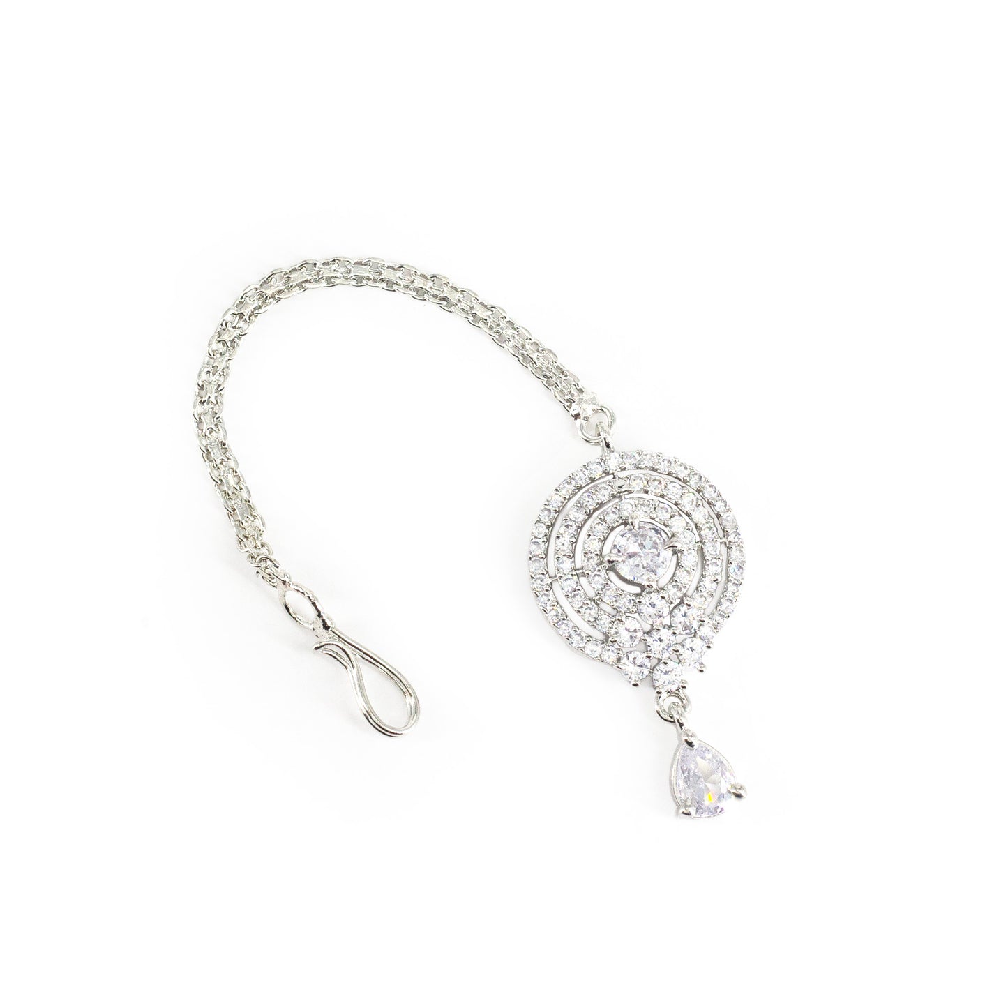 Silver Plated AD Maang Tikka for Women
