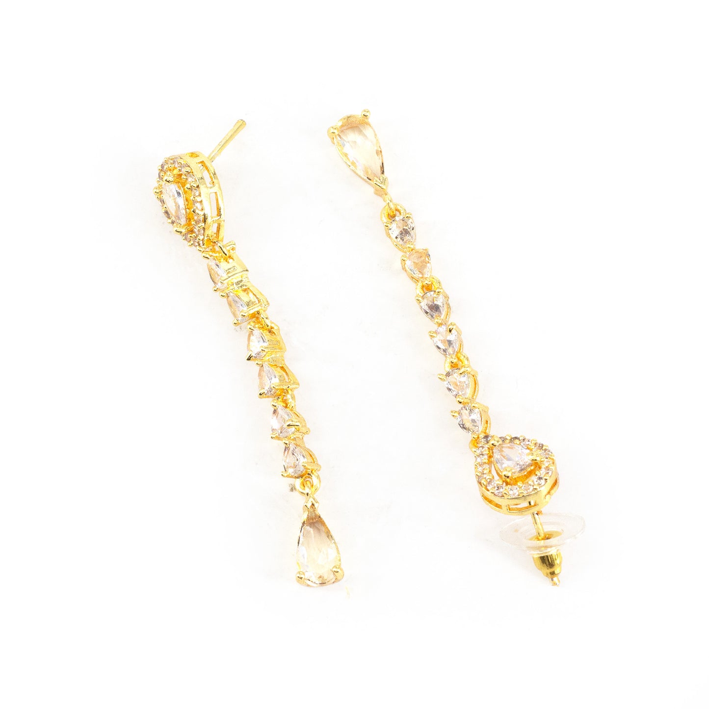 Gold Plated AD Drop Earrings for Women