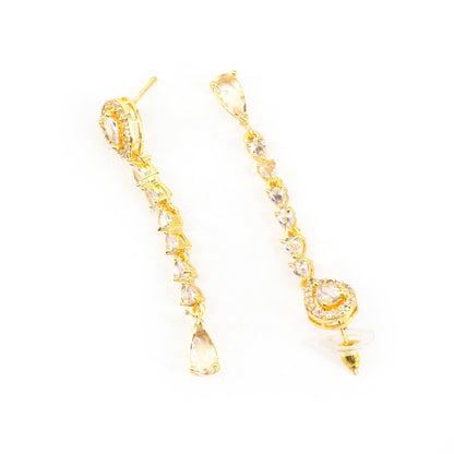 Gold Plated AD Drop Earrings for Women
