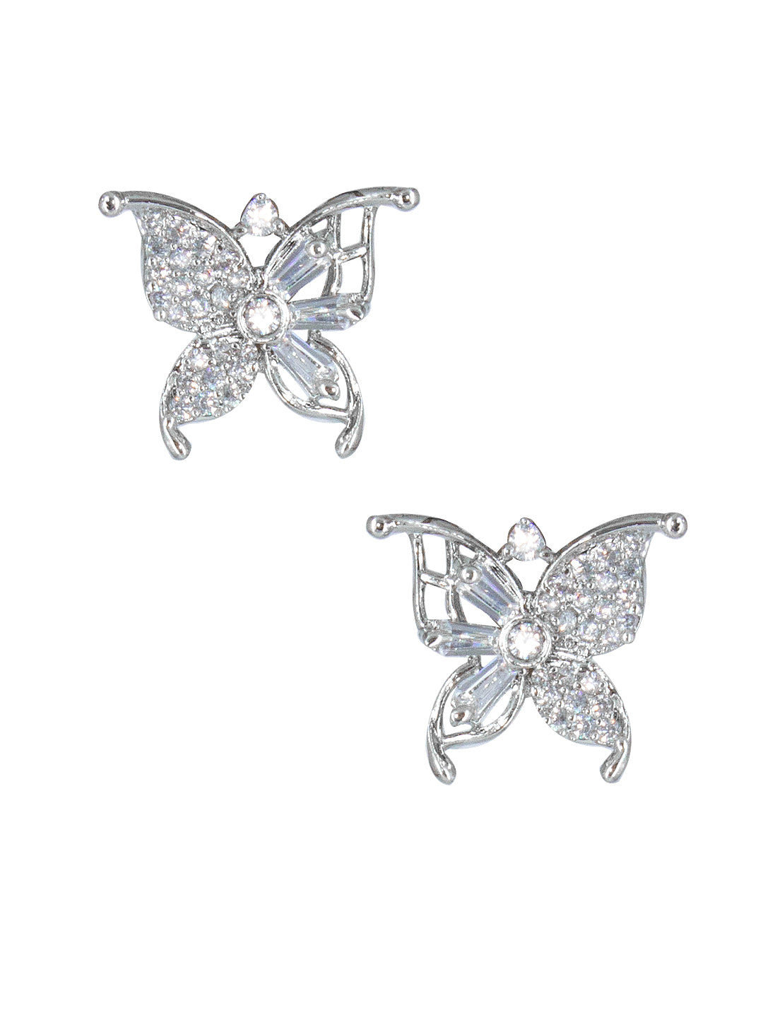 Silver Plated Butterfly Stud Earrings For Women