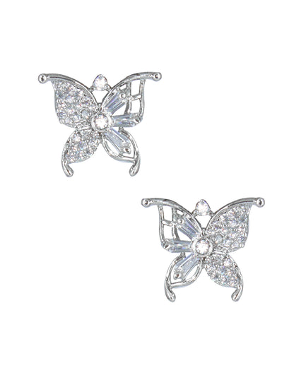 Silver Plated Butterfly Stud Earrings For Women