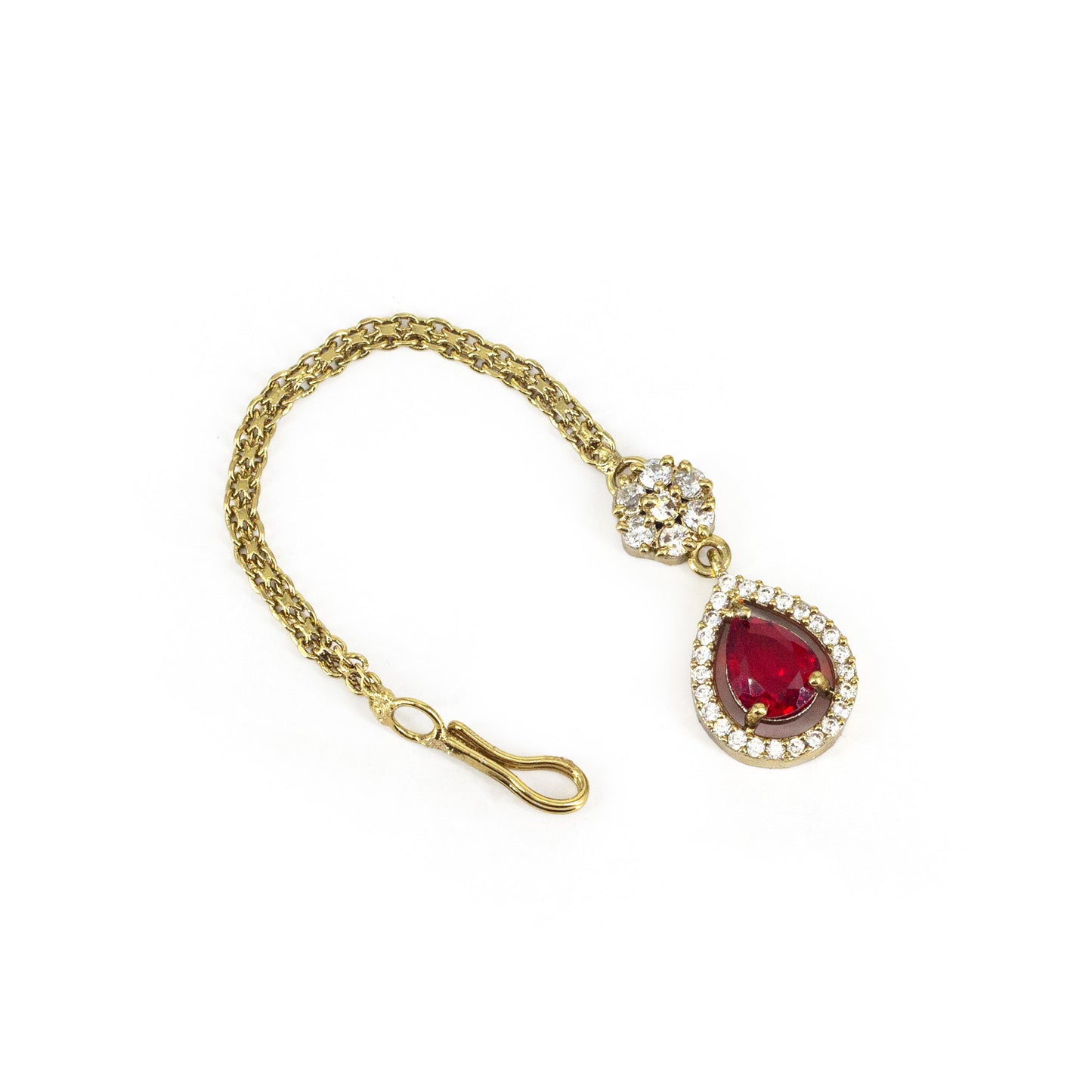 Gold Plated Red AD Maang Tikka for Women
