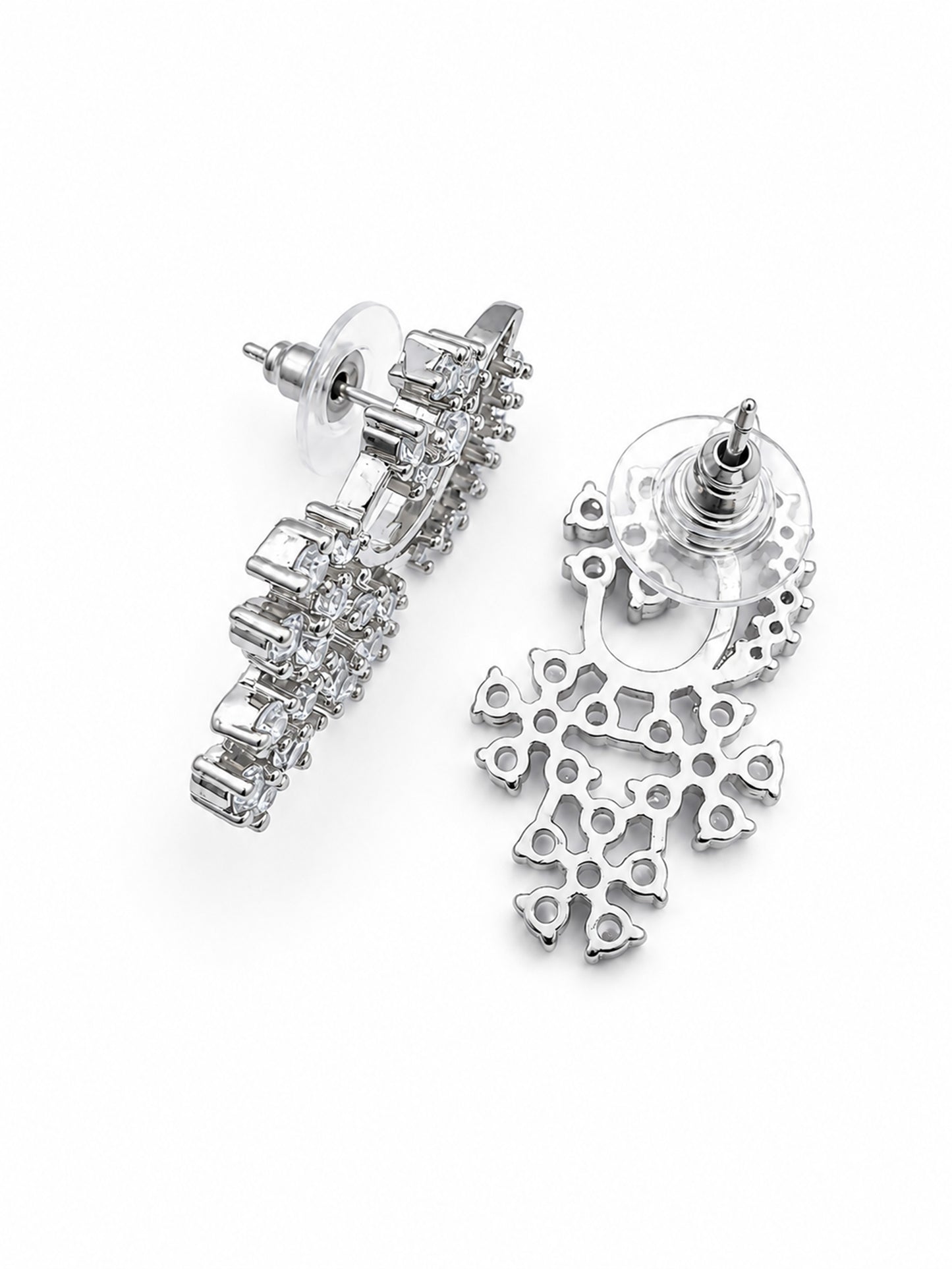 Silver Plated AD Floral Jewellery Set for Women