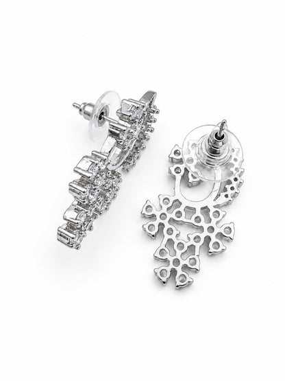 Silver Plated AD Floral Jewellery Set for Women
