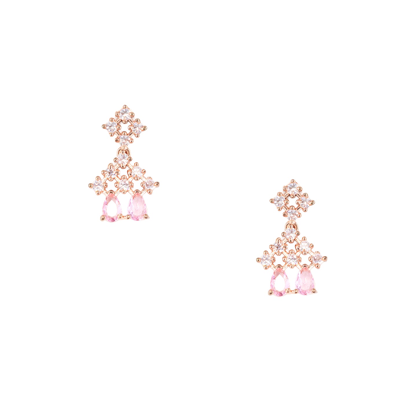 Rose Gold Plated Pink American Diamond Jewellery Set for Women