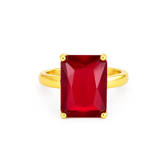 Gold Plated Red AD Finger Ring for Women
