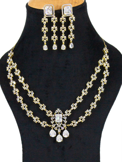 Gold Plated 2 Layer Designer AD Jewellery Set