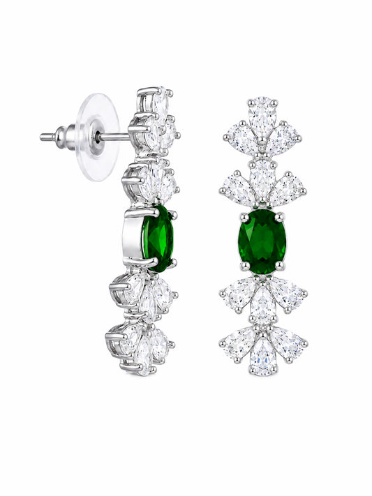 Silver Plated Green AD Jewellery Set for Women