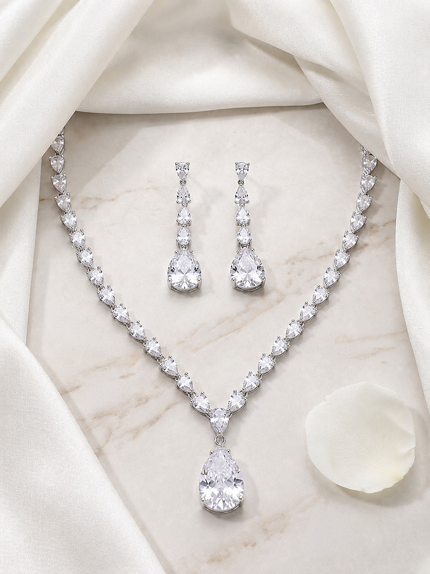 Silver Plated AD Jewellery Set for Women