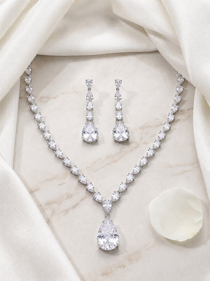 Silver Plated AD Jewellery Set for Women