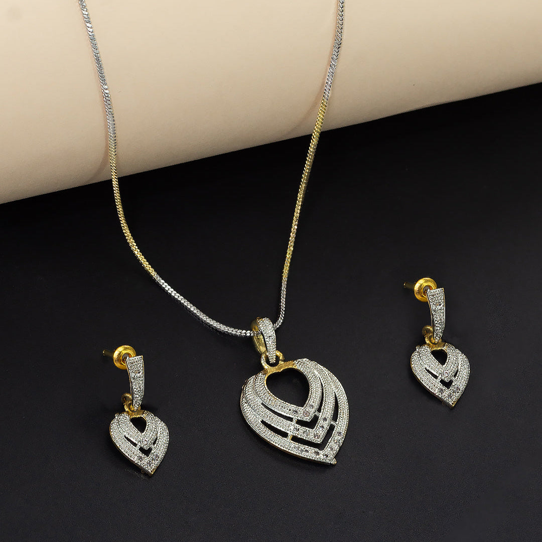 Gold Plated Heart AD Pendant Set