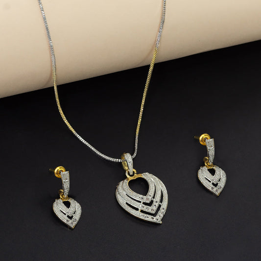 Gold Plated Heart AD Pendant Set