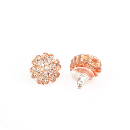 Rose Gold Plated AD Floral Studs for Women