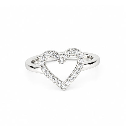 Silver Plated AD Heart Finger Ring for Women