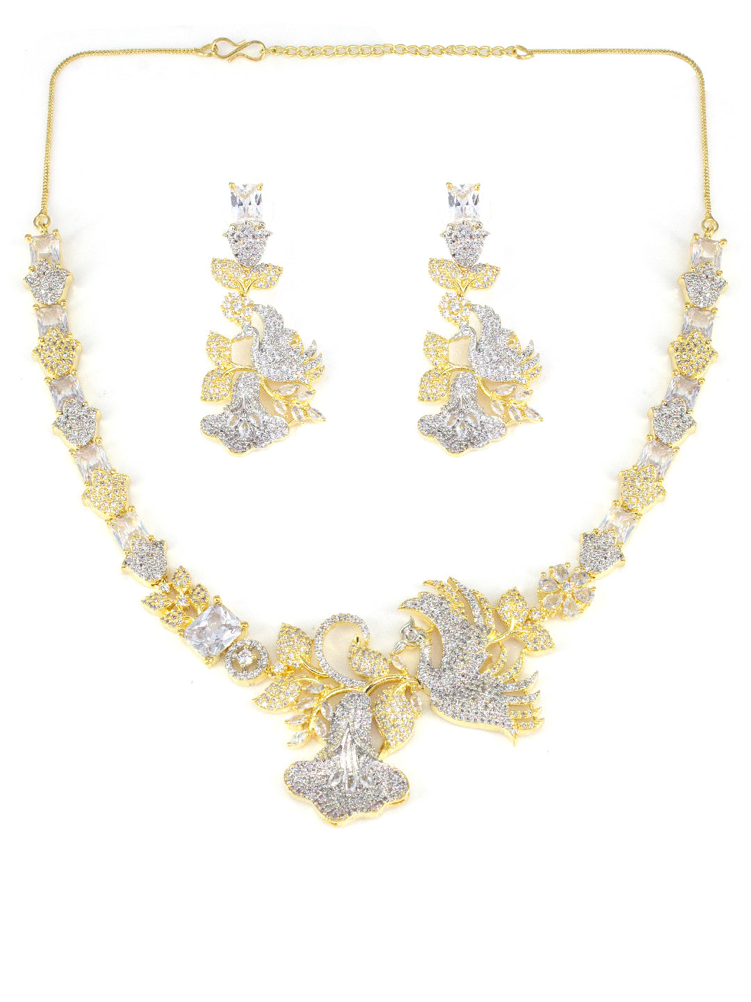 Gold Plated AD Designer Bird Jewellery Set For Women